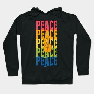 PEACE Sign Hand Activist Rainbow Colors Hoodie